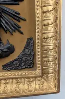 Image de dévotion génoise en argent, dans un cadre en bois doré