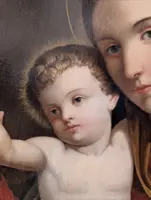 Vierge à l'Enfant – Tableau de dévotion ovale de la fin du XIXe siècle