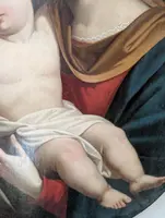 Vierge à l'Enfant – Tableau de dévotion ovale de la fin du XIXe siècle