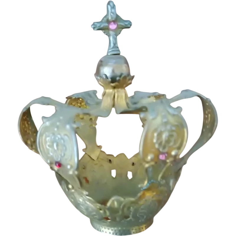 Grande couronne en laiton doré – pour statues – ornée de pierres, XIe SIÈCLE