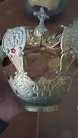 Grande couronne en laiton doré – pour statues – ornée de pierres, XIe SIÈCLE