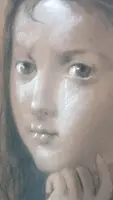 Signed charcoal, white lead, and pencil drawing of a woman’s portrait, late 19th century – 60 cm x 42 cm