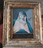 DIPINTO ANTICO ACQUERELLO CORNICE ANTICA MATER DOLOROSA ITALIA XVIII SECOLO