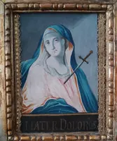 DIPINTO ANTICO ACQUERELLO CORNICE ANTICA MATER DOLOROSA ITALIA XVIII SECOLO