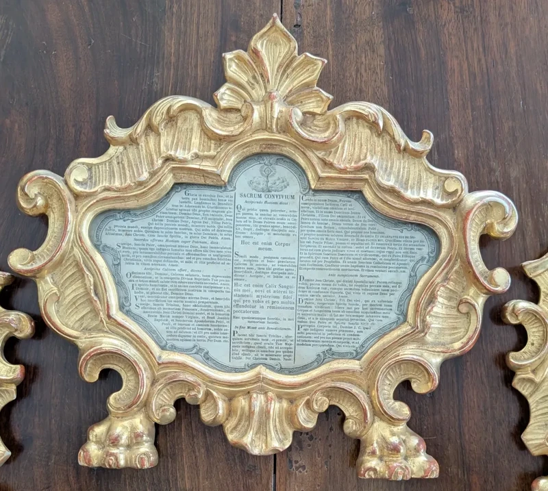 Triptych of Genoese Cantaglorie in Gilded Wood