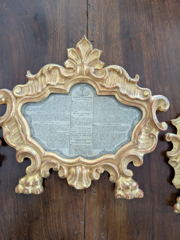 Triptych of Genoese Cantaglorie in Gilded Wood
