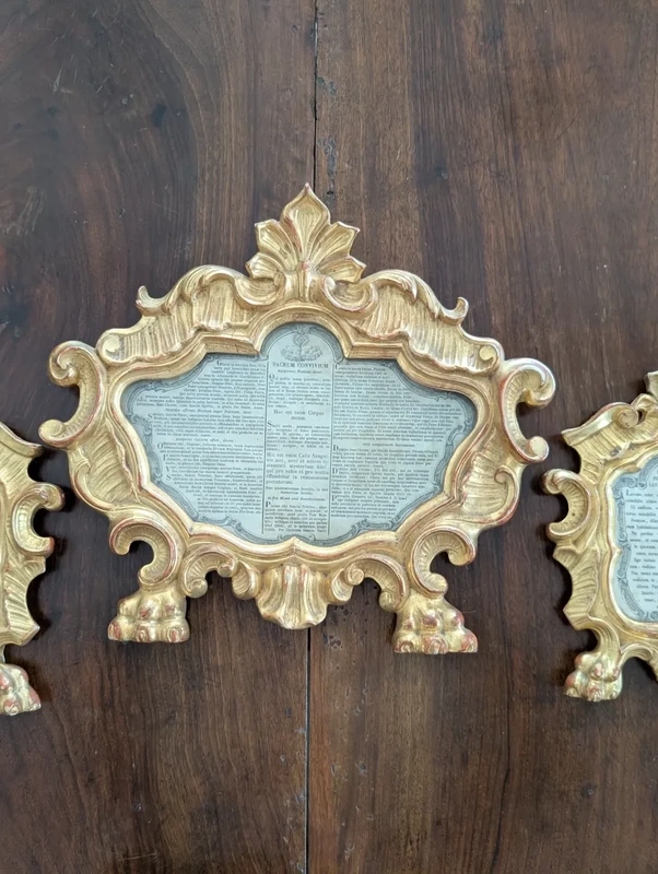 Triptych of Genoese Cantaglorie in Gilded Wood