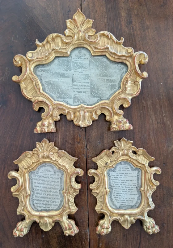 Triptych of Genoese Cantaglorie in Gilded Wood