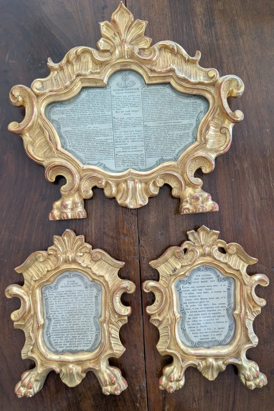 Triptych of Genoese Cantaglorie in Gilded Wood