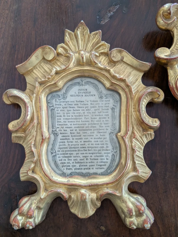 Triptych of Genoese Cantaglorie in Gilded Wood