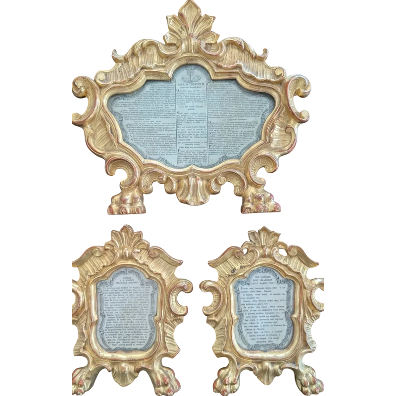 Triptych of Genoese Cantaglorie in Gilded Wood