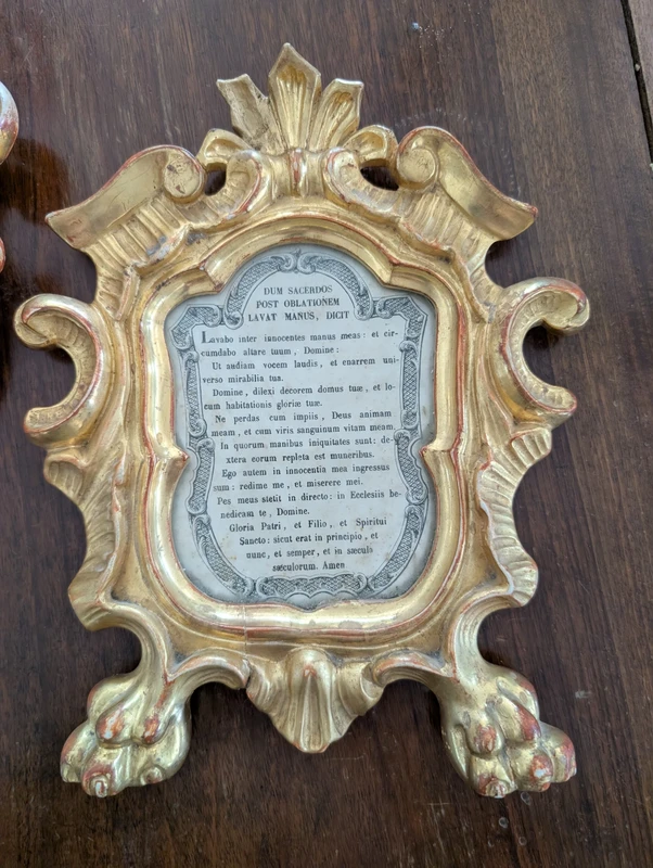 Triptych of Genoese Cantaglorie in Gilded Wood