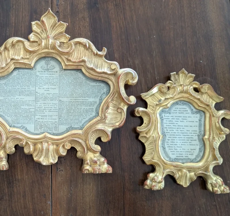 Triptych of Genoese Cantaglorie in Gilded Wood