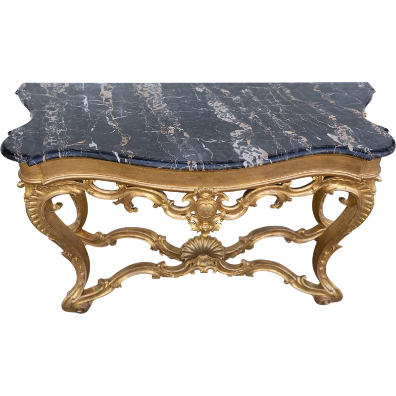Console romaine en bois doré et marbre de Portoro