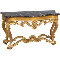 Roman console table in gilded wood and Portoro marble
