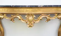 Console romaine en bois doré et marbre de Portoro