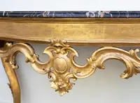 Console romaine en bois doré et marbre de Portoro