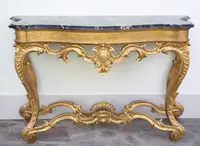Console romaine en bois doré et marbre de Portoro