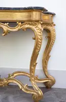 Console romaine en bois doré et marbre de Portoro