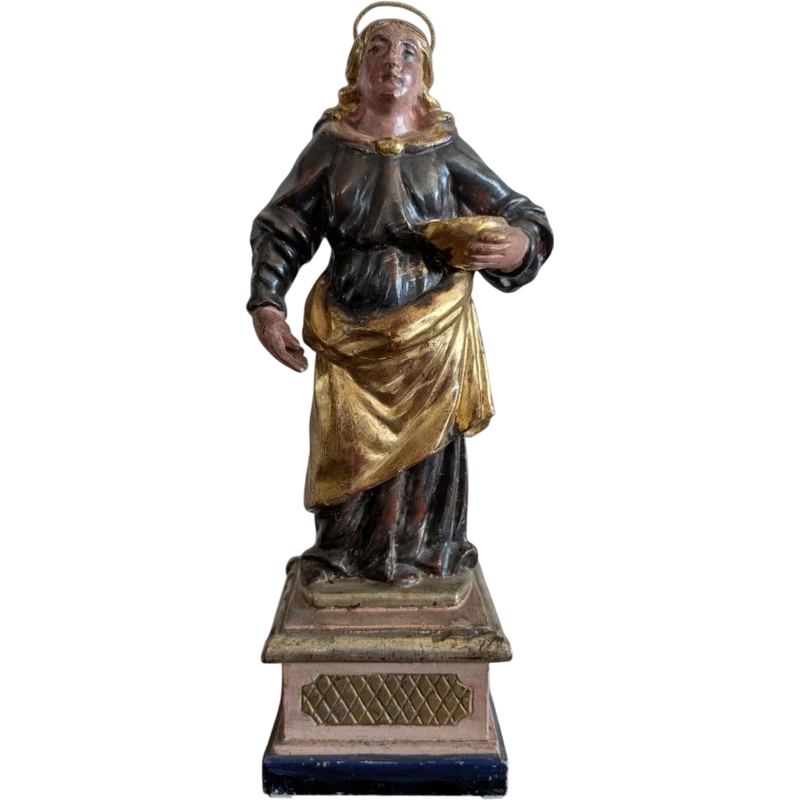 Sainte Lucie – Sculpture en bois polychrome et dorée, première moitié du XIXe siècle