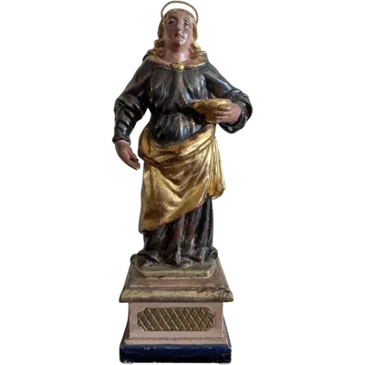 Saint Lucy – Polychrome and gilded wooden sculpture, first half of the 19th century