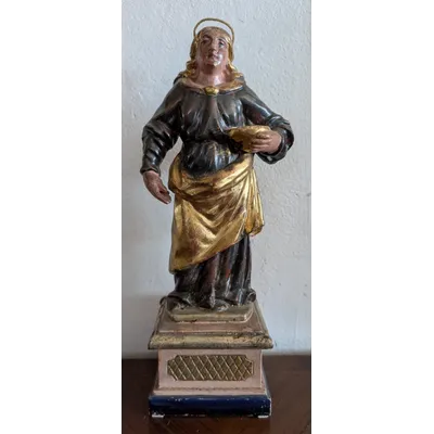 Sainte Lucie – Sculpture en bois polychrome et dorée, première moitié du XIXe siècle