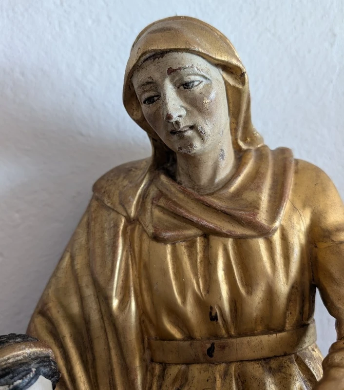L'Éducation de la Vierge – Sculpture en bois doré, Italie, début du XIXe siècle
