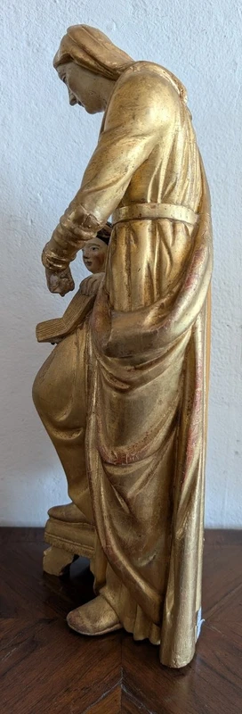 L'Éducation de la Vierge – Sculpture en bois doré, Italie, début du XIXe siècle