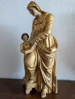 L'Éducation de la Vierge – Sculpture en bois doré, Italie, début du XIXe siècle