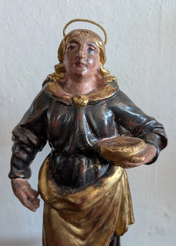 Sainte Lucie – Sculpture en bois polychrome et dorée, première moitié du XIXe siècle