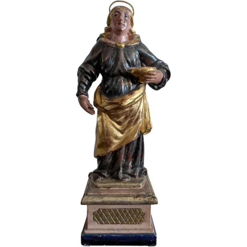 Sainte Lucie – Sculpture en bois polychrome et dorée, première moitié du XIXe siècle