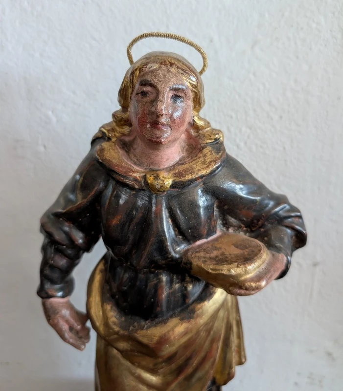 Sainte Lucie – Sculpture en bois polychrome et dorée, première moitié du XIXe siècle