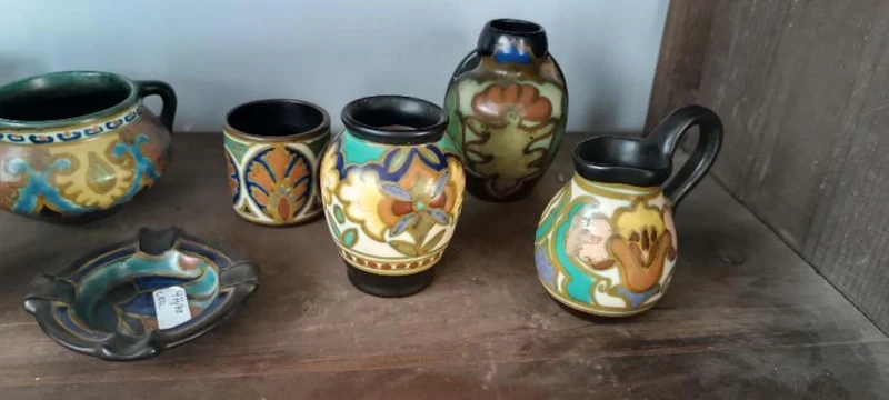 Set of 8 ceramic jars made by GOUDA in the early 1900s