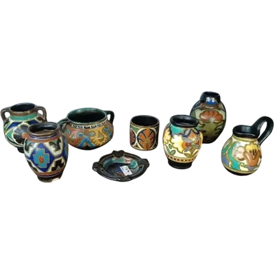 Set of 8 ceramic jars made by GOUDA in the early 1900s