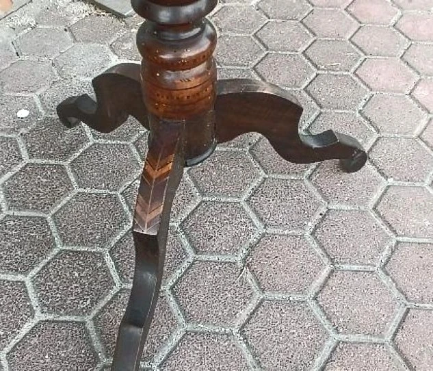 Antique inlaid coffee table, checkers, chess, Italy, 19th century