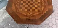 Antique inlaid coffee table, checkers, chess, Italy, 19th century