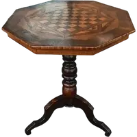 Antique inlaid coffee table, checkers, chess, Italy, 19th century