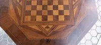 Antique inlaid coffee table, checkers, chess, Italy, 19th century