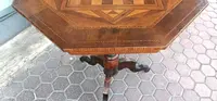 Antique inlaid coffee table, checkers, chess, Italy, 19th century