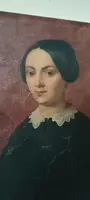 Antique oil painting on canvas, mid-19th century, Italian school—female portrait