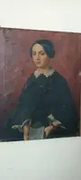 Antique oil painting on canvas, mid-19th century, Italian school—female portrait
