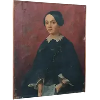 Antique oil painting on canvas, mid-19th century, Italian school—female portrait