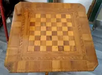 tavolino antico intarsiato dama scacchi italia XIX secolo