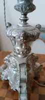 Antique silver-plated metal candlestick, lamp