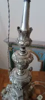 Antique silver-plated metal candlestick, lamp