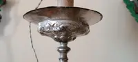 Antique silver-plated metal candlestick, lamp