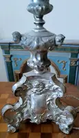 Antique silver-plated metal candlestick, lamp