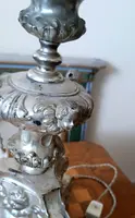 Antique silver-plated metal candlestick, lamp