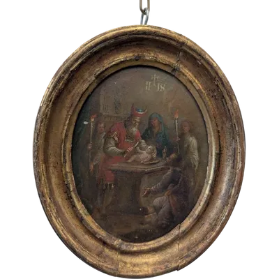 The Circumcision of Christ – Oil painting on metal plate, early 19th century