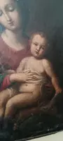 Tableau ancien, huile sur toile, Vierge à l'Enfant